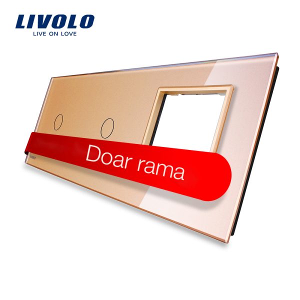 Panou 2 intrerupatoare simple cu touch si priza Livolo din sticla