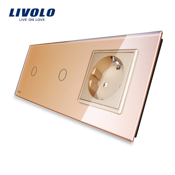 Intrerupator LIVOLO simplu+simplu cu touch si priza din sticla