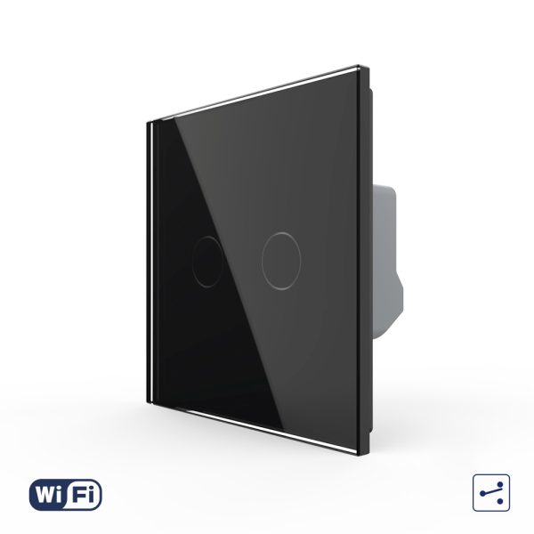 Intrerupator Dublu Cap Scara / Cruce Wi-Fi cu Touch LIVOLO din Sticla – Serie Noua