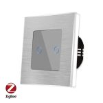 Intrerupator Dublu cu Touch din Sticla si Rama de Aluminiu LUXION, protocol ZigBee
