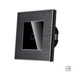 Intrerupator Simplu Cap Scara / Cruce cu Touch din Sticla si Rama de Aluminiu LUXION