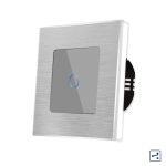 Intrerupator Simplu Cap Scara / Cruce cu Touch din Sticla si Rama de Aluminiu LUXION