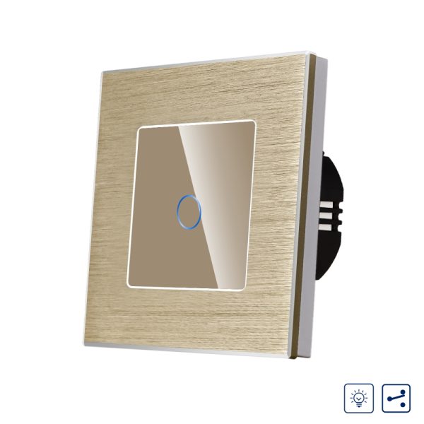 Intrerupator Simplu cu Variator Cap Scara / Cruce cu Touch si Rama din Aluminiu LUXION