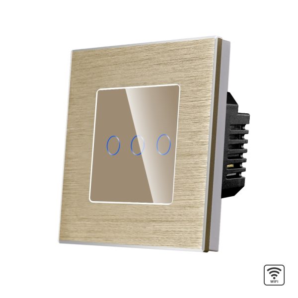 Intrerupator Triplu Wi-Fi cu Touch din Sticla si Rama de Aluminiu LUXION
