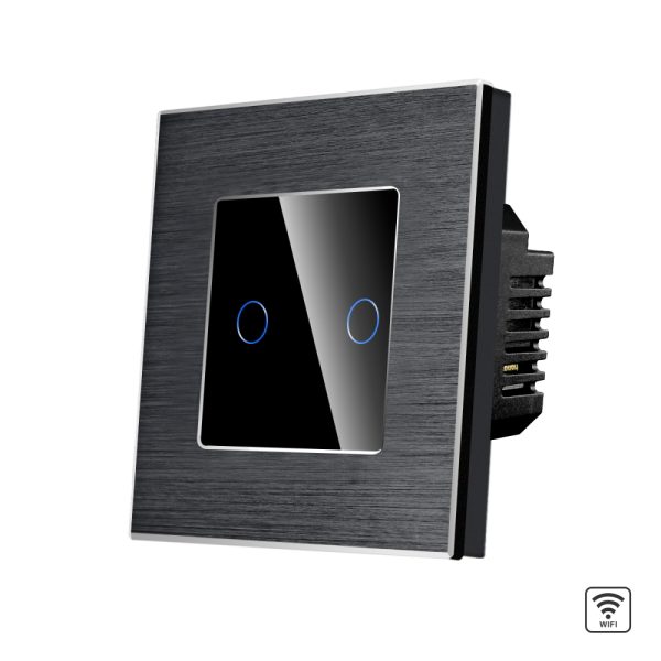 Intrerupator Dublu Wi-Fi cu Touch din Sticla si Rama de Aluminiu LUXION