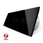 Intrerupator cu touch simplu+dublu+dublu LIVOLO din sticla, Protocol ZigBee, Control de pe telefon