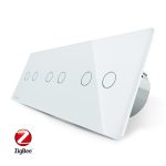 Intrerupator dublu+dublu+dublu cu touch Livolo din sticla, Protocol ZigBee, Control de pe telefon