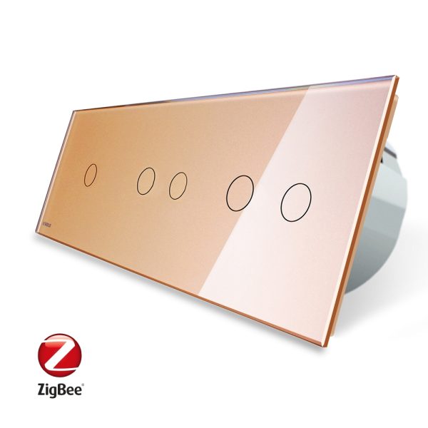 Intrerupator cu touch simplu+dublu+dublu LIVOLO din sticla, Protocol ZigBee, Control de pe telefon