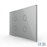 Intrerupator cvadruplu cap scara / cruce wireless cu touch Livolo din sticla, standard Italian – Serie noua
