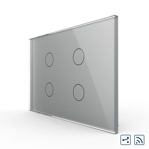 Intrerupator cvadruplu cap scara / cruce wireless cu touch Livolo din sticla, standard Italian – Serie noua