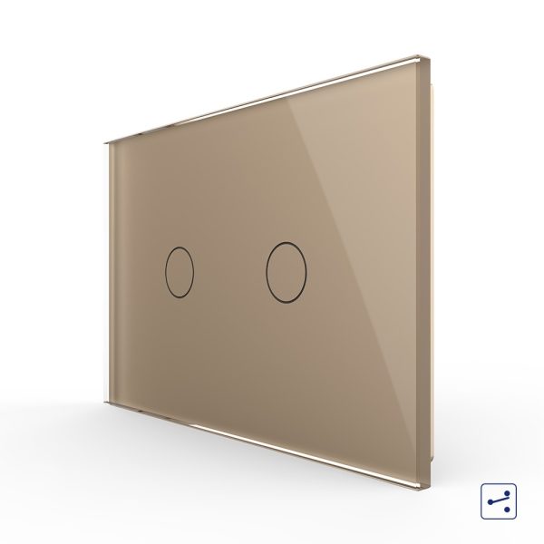 Intrerupator dublu cap scara/cruce cu touch Livolo din sticla – standard italian