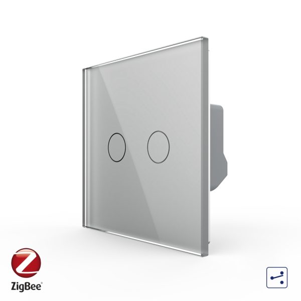 Intrerupator Dublu Cap Scara / Cruce cu Touch LIVOLO din Sticla – protocol ZigBee, Serie Noua