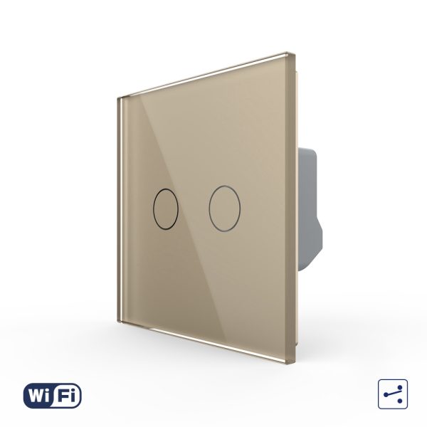 Intrerupator Dublu Cap Scara / Cruce Wi-Fi cu Touch LIVOLO din Sticla – Serie Noua