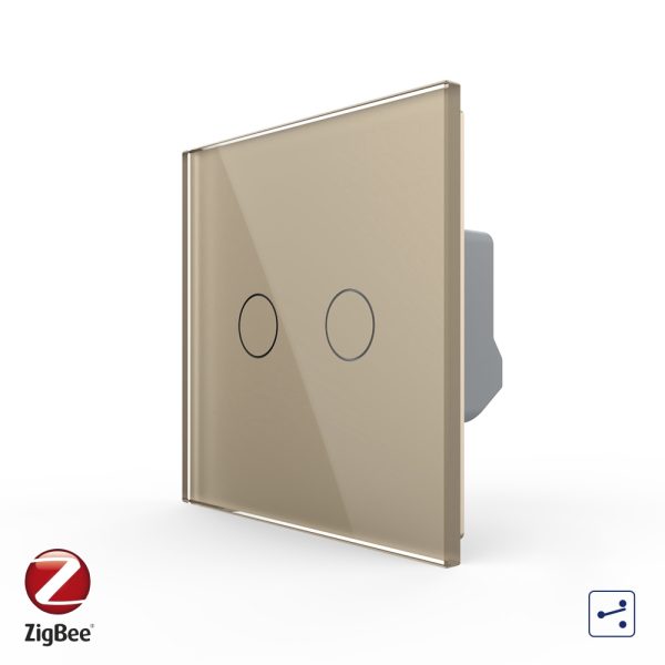 Intrerupator Dublu Cap Scara / Cruce cu Touch LIVOLO din Sticla – protocol ZigBee, Serie Noua