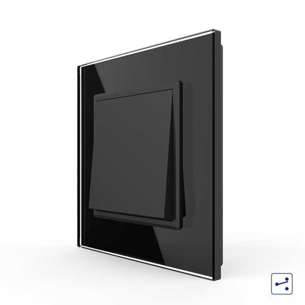 Intrerupator Simplu Mecanic Cap Cruce, 2 Module LIVOLO cu Rama din Sticla – Serie Noua
