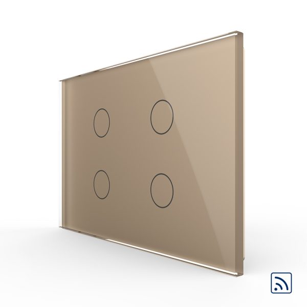 Intrerupator cvadruplu wireless cu touch Livolo din sticla – standard italian
