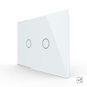 Intrerupator dublu cap scara/cruce cu touch Livolo din sticla – standard italian