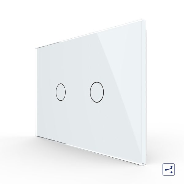 Intrerupator dublu cap scara/cruce cu touch Livolo din sticla – standard italian