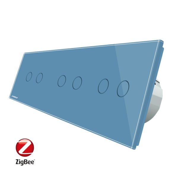 Intrerupator dublu+dublu+dublu cu touch Livolo din sticla, Protocol ZigBee, Control de pe telefon