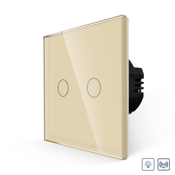 Intrerupator Dublu cu Variator si Touch din Sticla LUXION, RF433