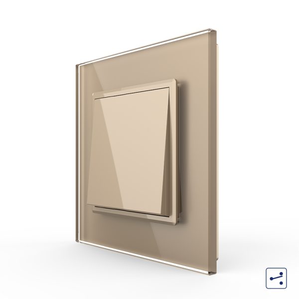 Intrerupator Simplu Mecanic Cap Cruce, 2 Module LIVOLO cu Rama din Sticla – Serie Noua
