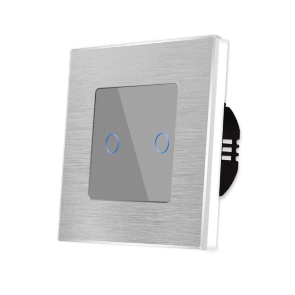 Intrerupator Dublu cu Touch din Sticla si Rama de Aluminiu LUXION