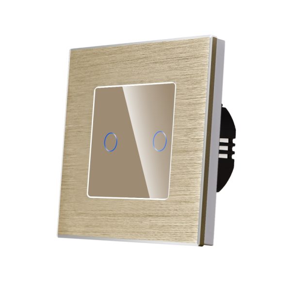 Intrerupator Dublu cu Touch din Sticla si Rama de Aluminiu LUXION
