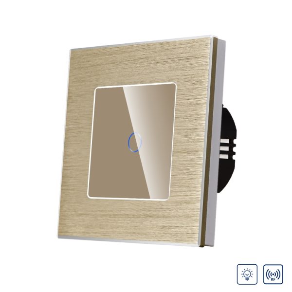 Intrerupator Simplu cu Variator cu Touch din Sticla si Rama de Aluminiu LUXION, RF433