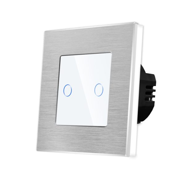 Intrerupator Dublu cu Touch din Sticla si Rama de Aluminiu LUXION, 500W