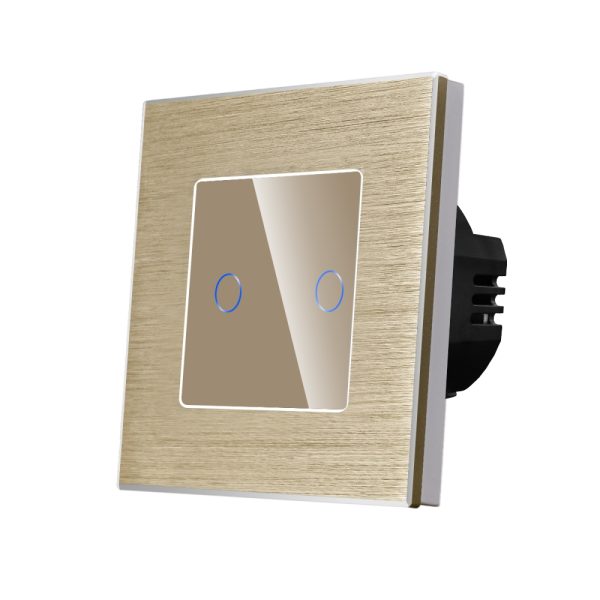 Intrerupator Dublu cu Touch din Sticla si Rama de Aluminiu LUXION, 500W
