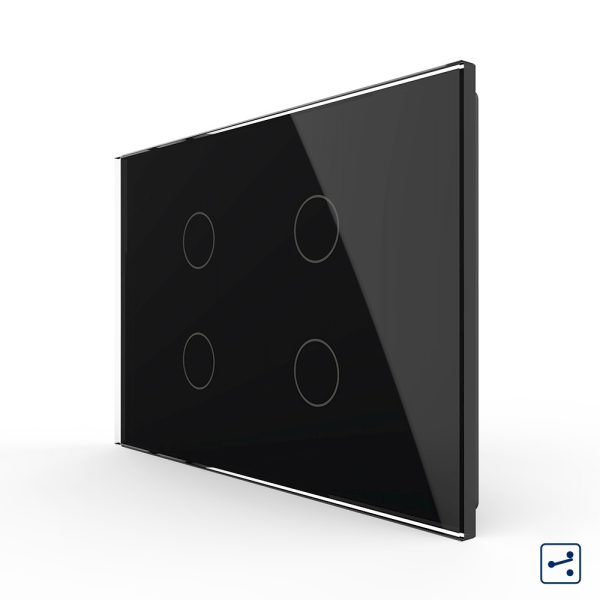 Intrerupator cvadruplu cap scara / cruce cu touch Livolo din sticla, standard Italian – Serie noua