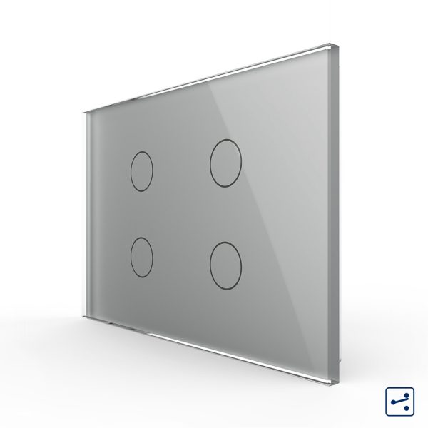 Intrerupator cvadruplu cap scara / cruce cu touch Livolo din sticla, standard Italian – Serie noua