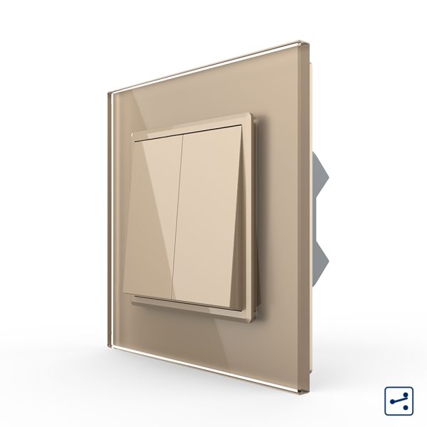 Intrerupator Dublu Mecanic Cap Cruce LIVOLO cu Rama din Sticla – Serie Noua