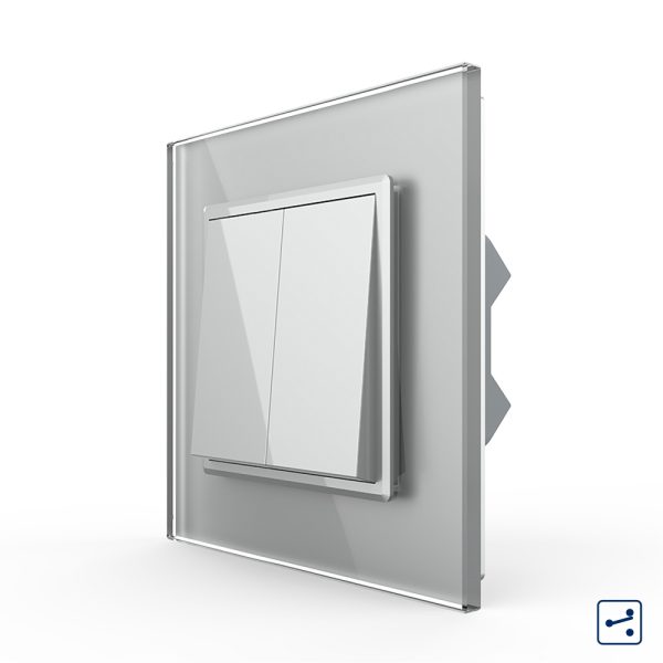 Intrerupator Dublu Mecanic Cap Cruce LIVOLO cu Rama din Sticla – Serie Noua