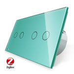 Intrerupator dublu + dublu cu touch Livolo din sticla, Protocol ZigBee, Control de pe telefon