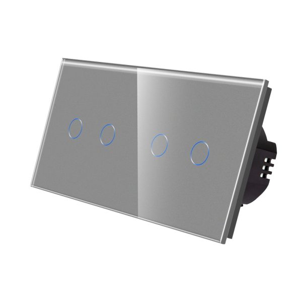 Intrerupator Dublu + Dublu cu Touch din Sticla LUXION
