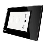 Intrerupator dublu + priza Livolo cu rama din sticla, Standard italian