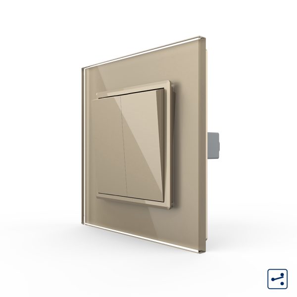 Intrerupator Dublu Mecanic LIVOLO cu Rama din Sticla – Serie Noua