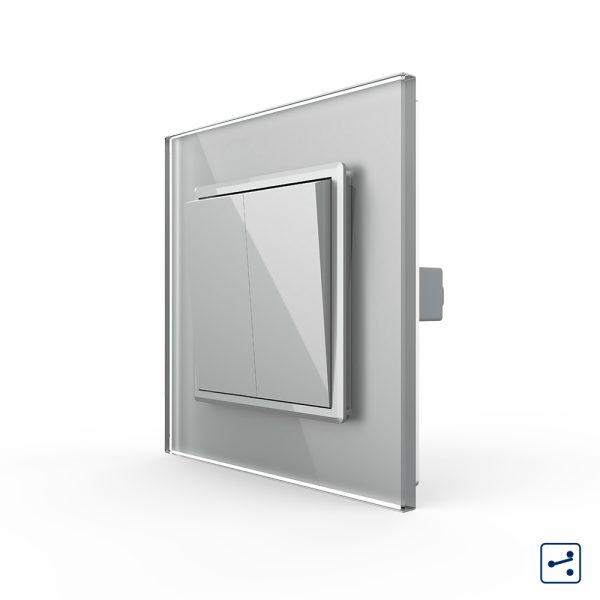 Intrerupator Dublu Mecanic LIVOLO cu Rama din Sticla – Serie Noua