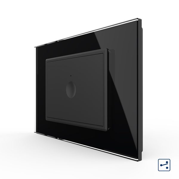 Intrerupator simplu cap scara / cap cruce cu touch Livolo cu rama din sticla, standard Italian – Serie noua