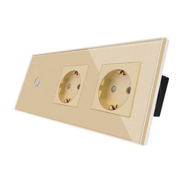 Intrerupator Simplu + 2 Prize cu Rama din Sticla LUXION