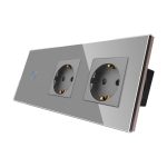 Intrerupator Simplu + 2 Prize cu Rama din Sticla LUXION