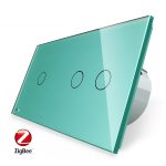 Intrerupator simplu + dublu cu touch Livolo din sticla, Protocol ZigBee, Control de pe telefonul mobil