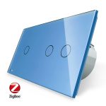 Intrerupator simplu + dublu cu touch Livolo din sticla, Protocol ZigBee, Control de pe telefonul mobil