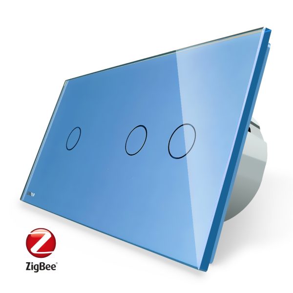 Intrerupator simplu + dublu cu touch Livolo din sticla, Protocol ZigBee, Control de pe telefonul mobil