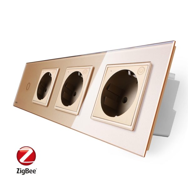 Intrerupator simplu ZigBee + Priza tripla LIVOLO ZigBee cu touch din sticla, Control de pe telefon