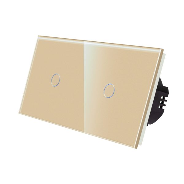 Intrerupator Simplu + Simplu cu Touch din Sticla LUXION