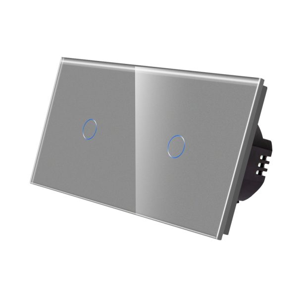 Intrerupator Simplu + Simplu cu Touch din Sticla LUXION