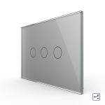 Intrerupator triplu cap scara / cruce cu touch Livolo din sticla, standard italian – Serie noua