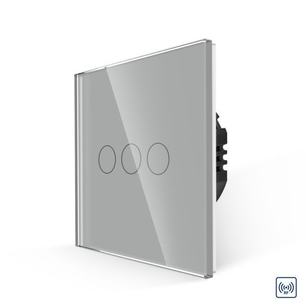 Intrerupator Triplu RF433 cu Touch din Sticla LUXION